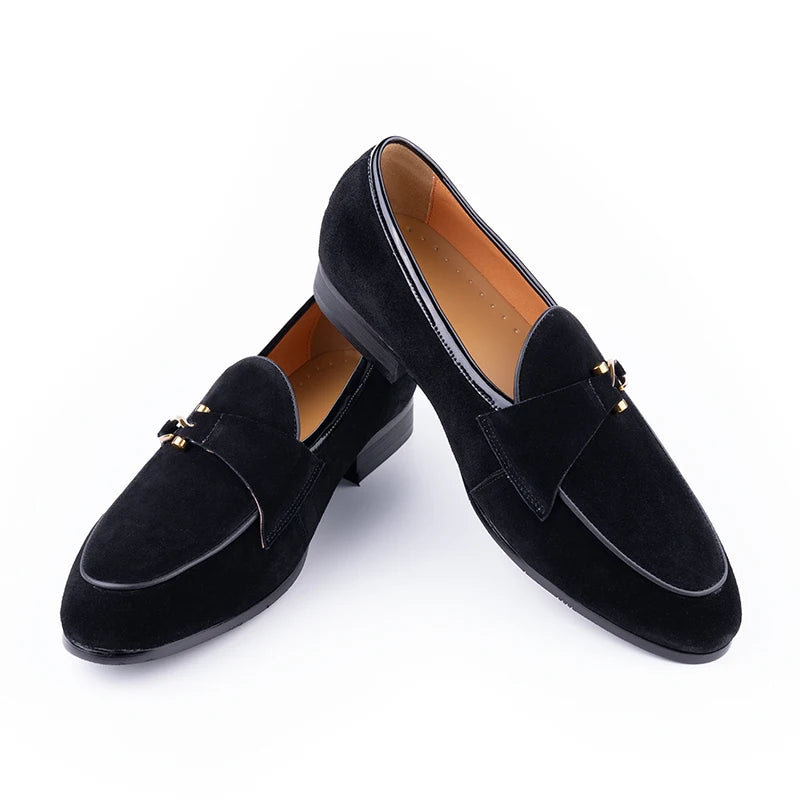 Classic Casual Loafers Men Cow Suede Shoes Elegant Fashion Office Daily Slip-On Comfortable Outdoor Adult Footwear 3Color Design