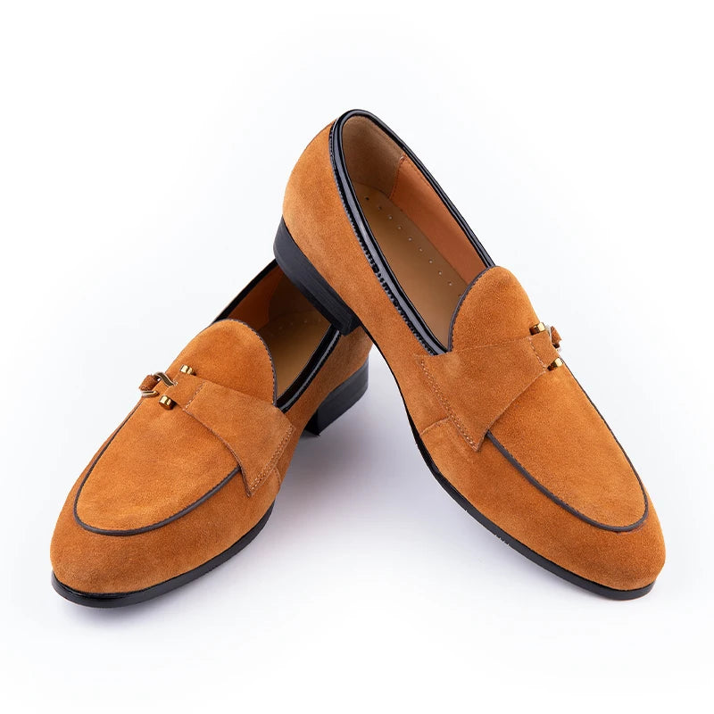 Classic Casual Loafers Men Cow Suede Shoes Elegant Fashion Office Daily Slip-On Comfortable Outdoor Adult Footwear 3Color Design