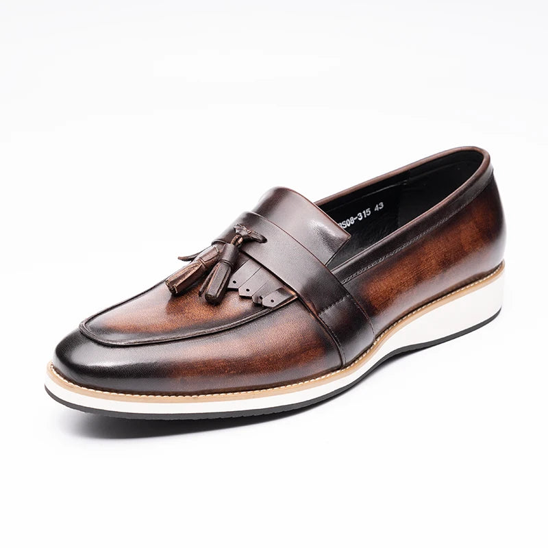 Fashion Men Loafers Leather Shoes One Step Slip-On Comfortable Office Street New in Footwear for Male Italian Style EVA Outsole