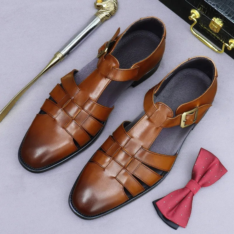 Summer New Top Layer Cowhide Genuine Leather Sandals Fashionable Casual Comfortable Shoes for Men