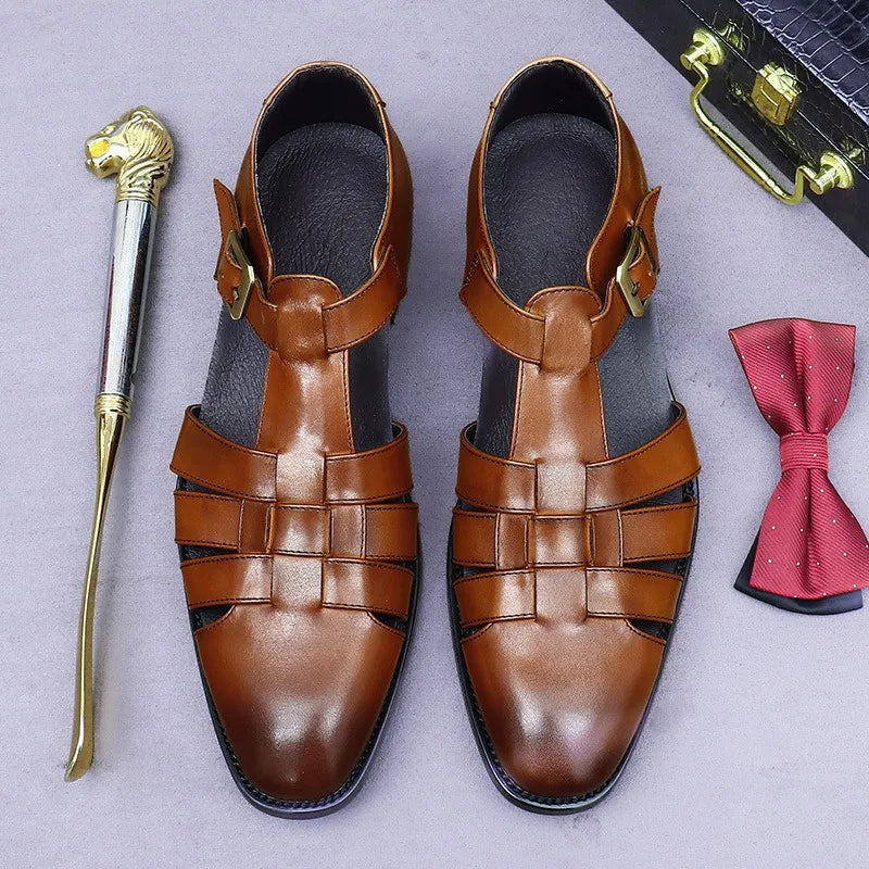 Summer New Top Layer Cowhide Genuine Leather Sandals Fashionable Casual Comfortable Shoes for Men