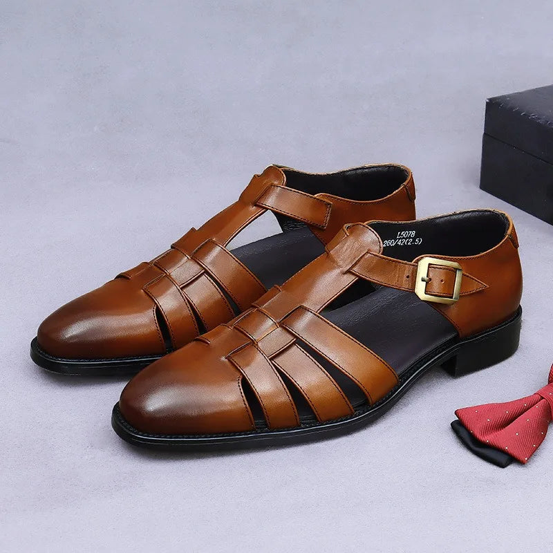 Summer New Top Layer Cowhide Genuine Leather Sandals Fashionable Casual Comfortable Shoes for Men