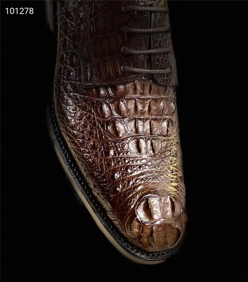 TREKHE | Prestige Crocodile Classic – Handcrafted Lace-Up from Genuine Crocodile Leather