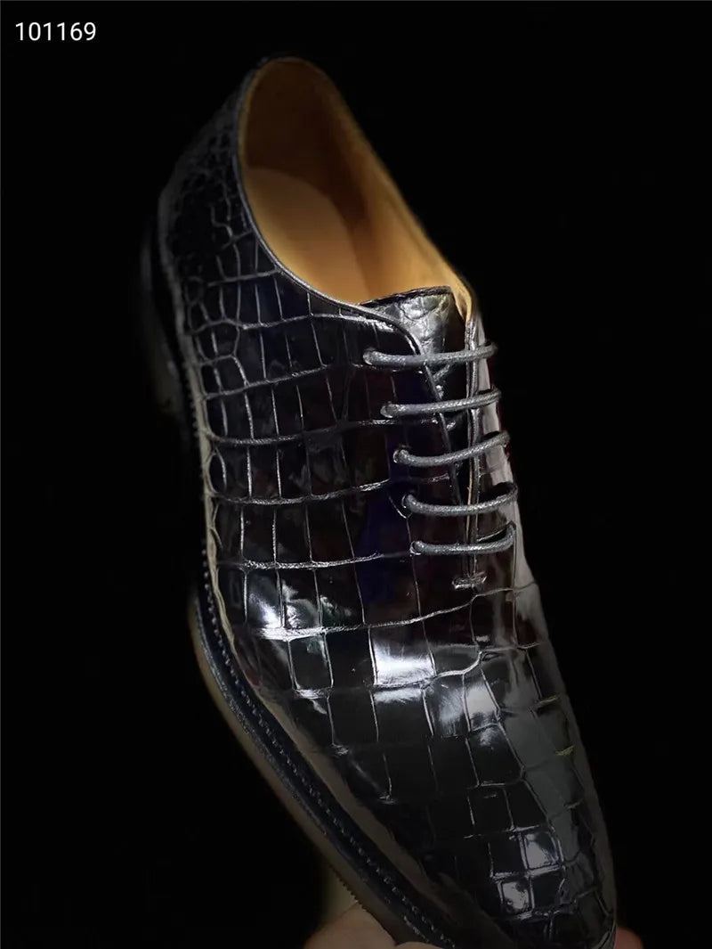 TREKHE | Prestige Square Oxford – 100% Handmade with Authentic Crocodile Belly Leather & Cowskin Sole