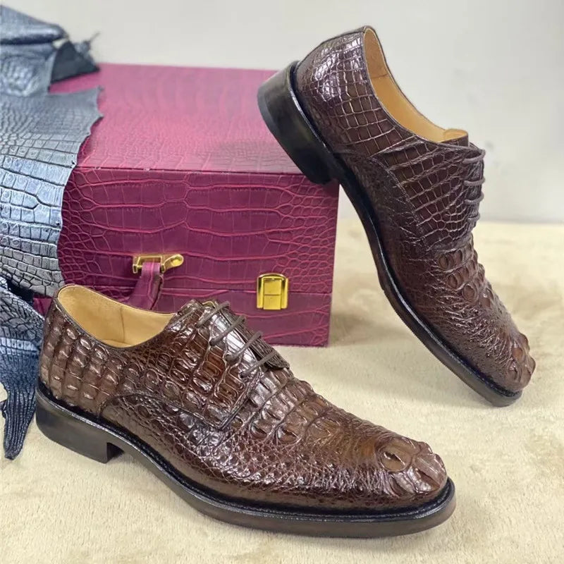 TREKHE | Prestige Crocodile Classic – Handcrafted Lace-Up from Genuine Crocodile Leather