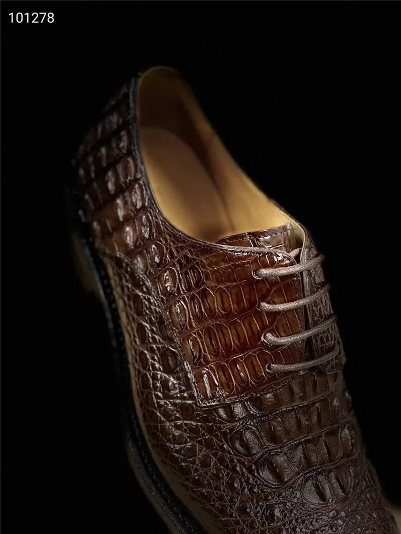 TREKHE | Prestige Crocodile Classic – Handcrafted Lace-Up from Genuine Crocodile Leather
