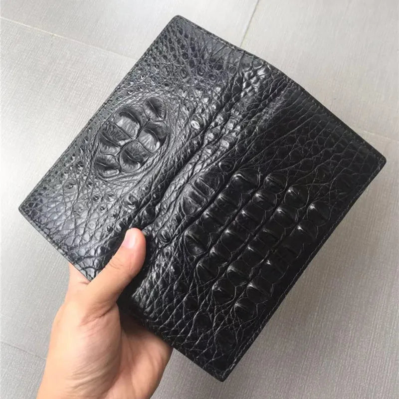 TREKHE | Sovereign Crocodile Long Wallet – Zweifach faltbare Clutch mit charakteristischer Textur