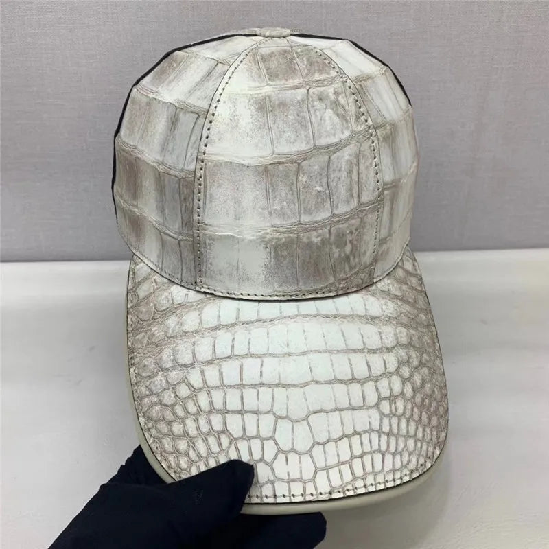 TREKHE | Imperial Crocodile Cap – Himalaya White Luxury Snapback