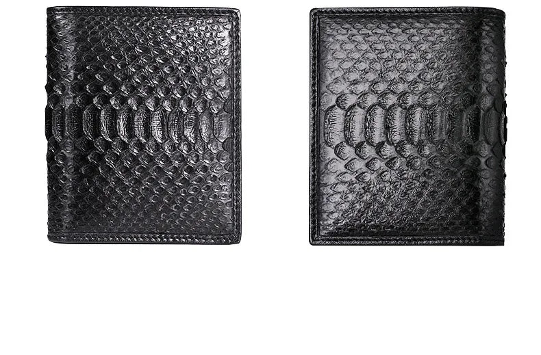 TREKHE | Klassische Serpentine Bifold Geldbörse – Exotisches Muster, Echtes Leder