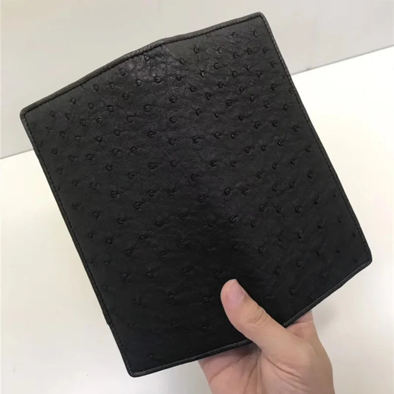 TREKHE | Elegante Geldbörse aus Straußenleder – Echte exotische lange Clutch für Herren