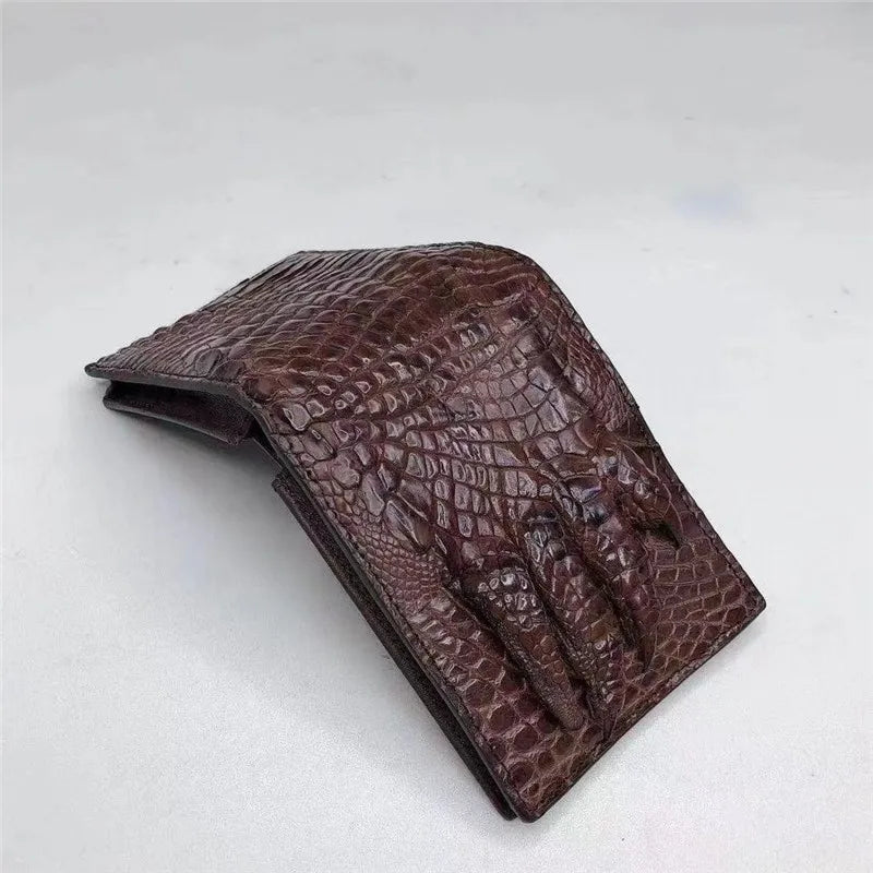 TREKHE | Kurze Herrenbrieftasche aus echtem Leder mit Krokodilkrallenmuster