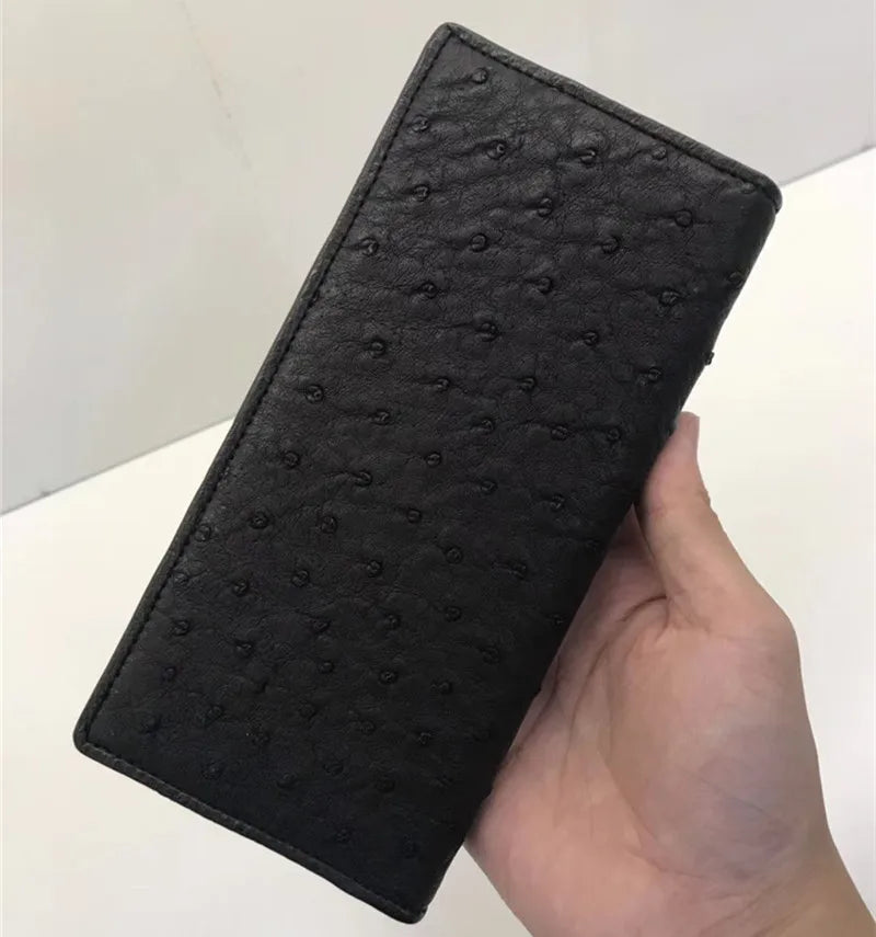 TREKHE | Elegante Geldbörse aus Straußenleder – Echte exotische lange Clutch für Herren