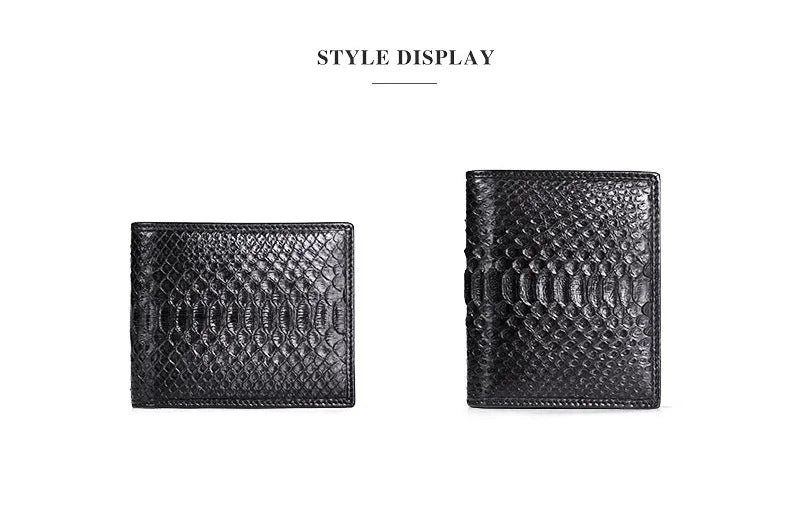 TREKHE | Klassische Serpentine Bifold Geldbörse – Exotisches Muster, Echtes Leder