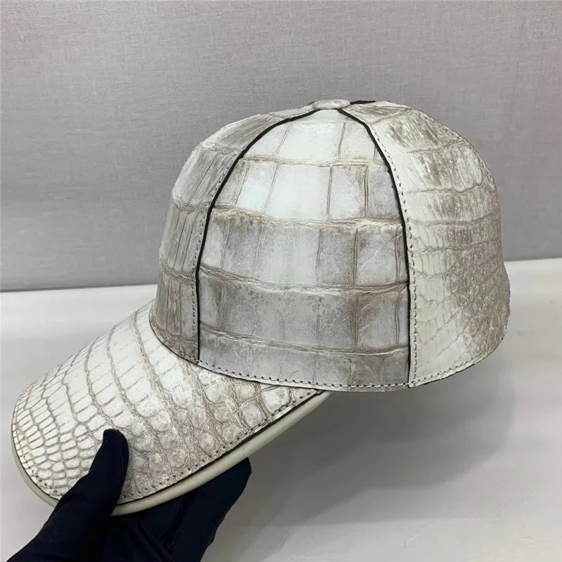 TREKHE | Imperial Crocodile Cap – Himalaya White Luxury Snapback