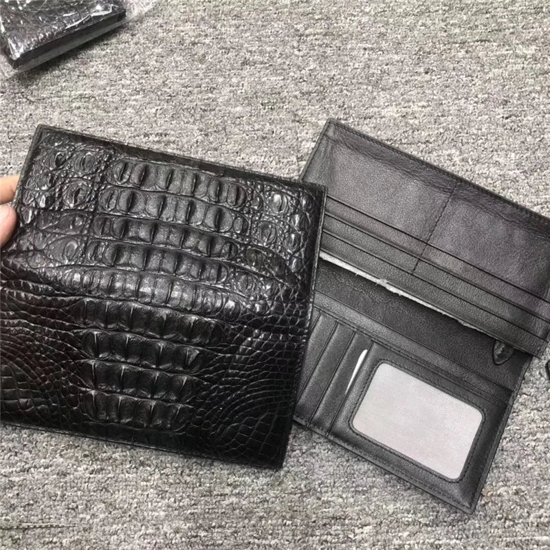 TREKHE | Imperial Crocodile Long Wallet – Zweifach faltbarer Organizer aus exotischem Leder