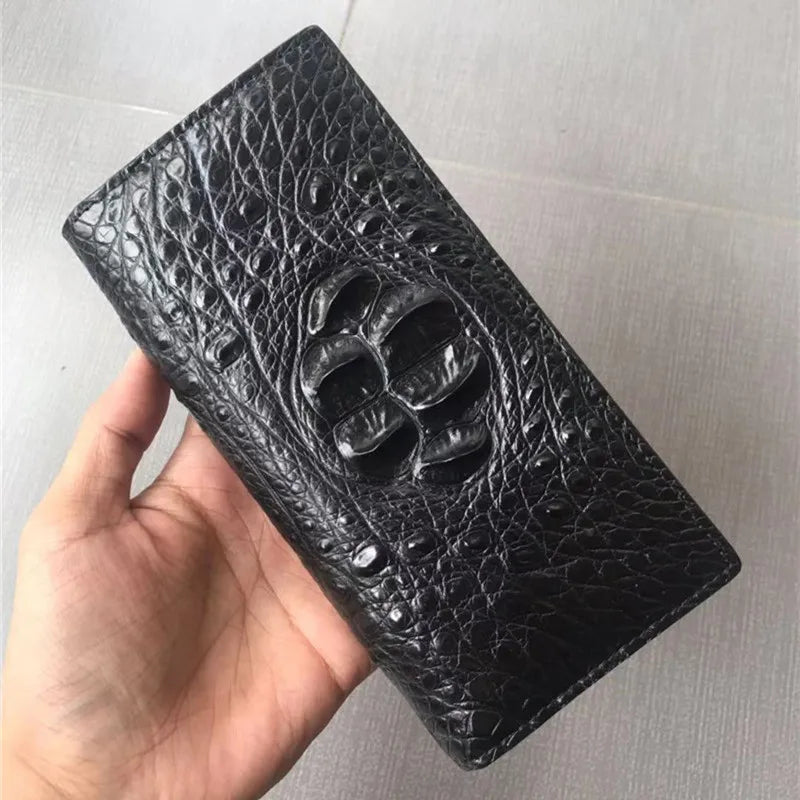TREKHE | Sovereign Crocodile Long Wallet – Zweifach faltbare Clutch mit charakteristischer Textur