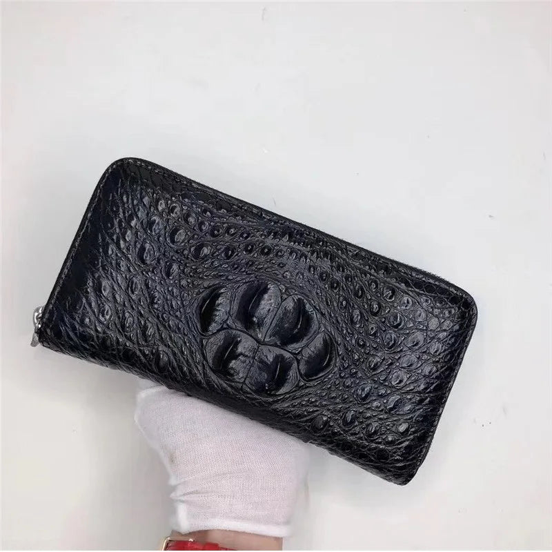 TREKHE | Core Crocodile Zipper Wallet – Langer Leder-Organizer fürs Business