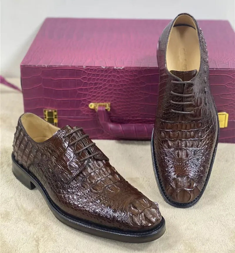 TREKHE | Prestige Crocodile Classic – Handcrafted Lace-Up from Genuine Crocodile Leather