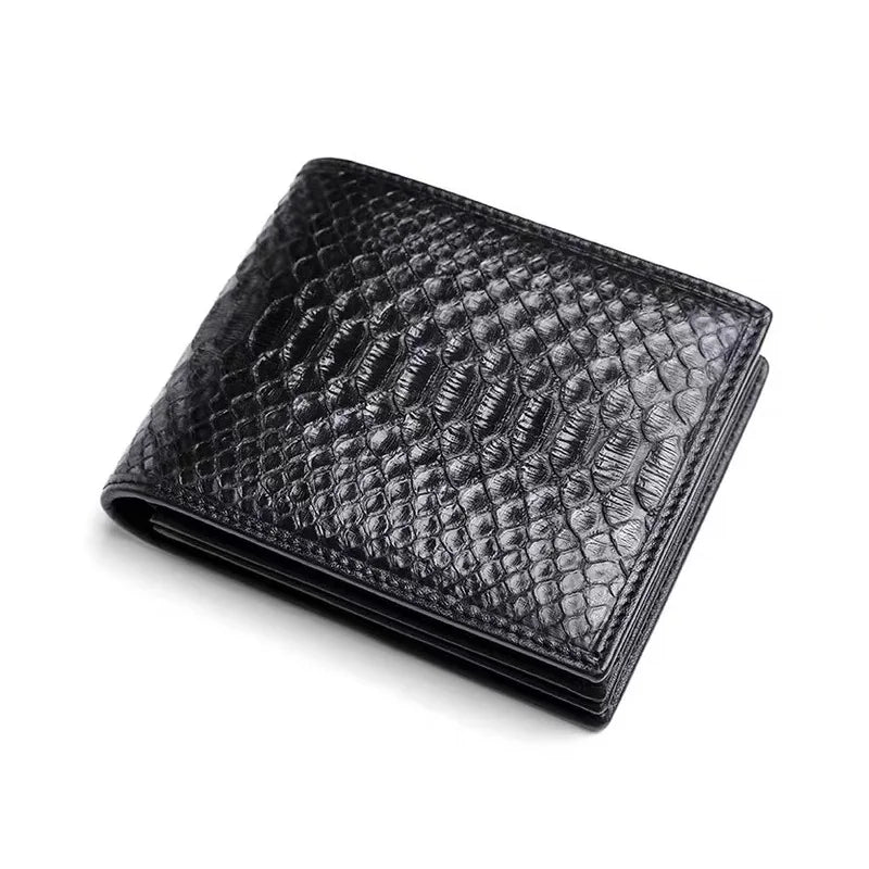 TREKHE | Klassische Serpentine Bifold Geldbörse – Exotisches Muster, Echtes Leder