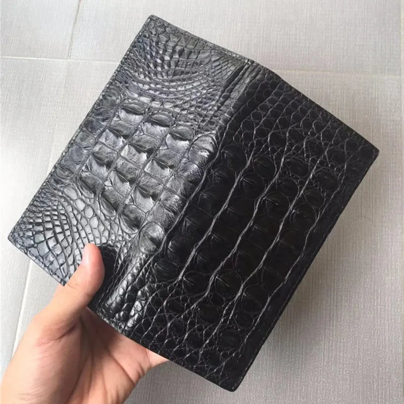 TREKHE | Imperial Crocodile Long Wallet – Zweifach faltbarer Organizer aus exotischem Leder