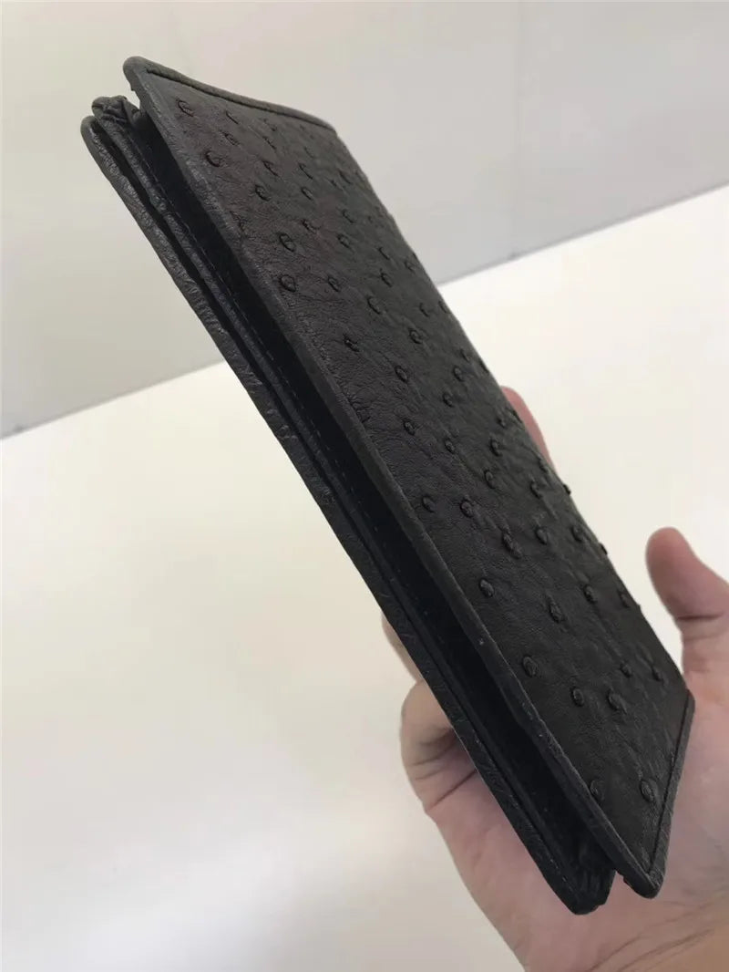 TREKHE | Elegante Geldbörse aus Straußenleder – Echte exotische lange Clutch für Herren