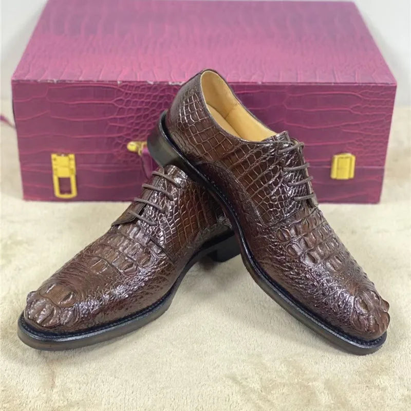 TREKHE | Prestige Crocodile Classic – Handcrafted Lace-Up from Genuine Crocodile Leather