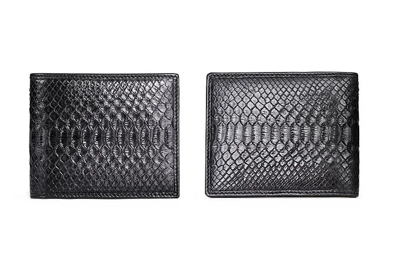 TREKHE | Klassische Serpentine Bifold Geldbörse – Exotisches Muster, Echtes Leder