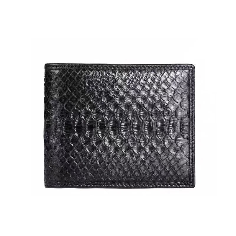 TREKHE | Klassische Serpentine Bifold Geldbörse – Exotisches Muster, Echtes Leder