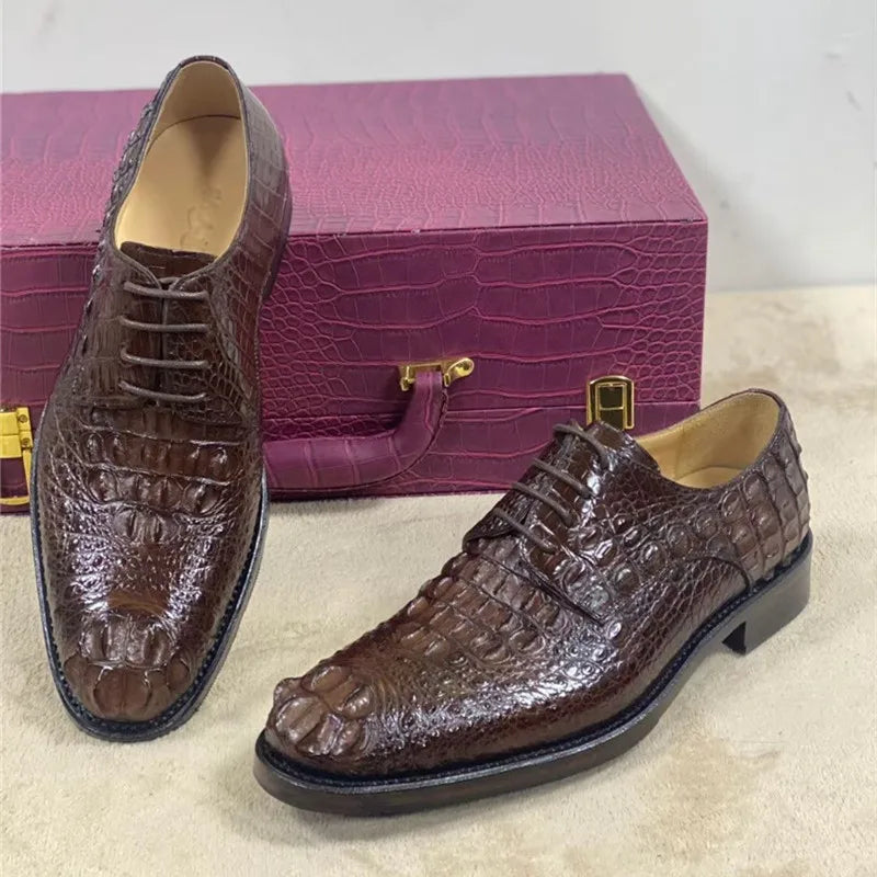 TREKHE | Prestige Crocodile Classic – Handcrafted Lace-Up from Genuine Crocodile Leather