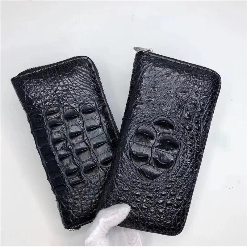 TREKHE | Core Crocodile Zipper Wallet – Langer Leder-Organizer fürs Business