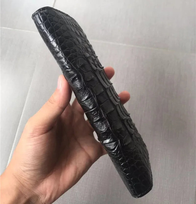 TREKHE | Imperial Crocodile Long Wallet – Zweifach faltbarer Organizer aus exotischem Leder