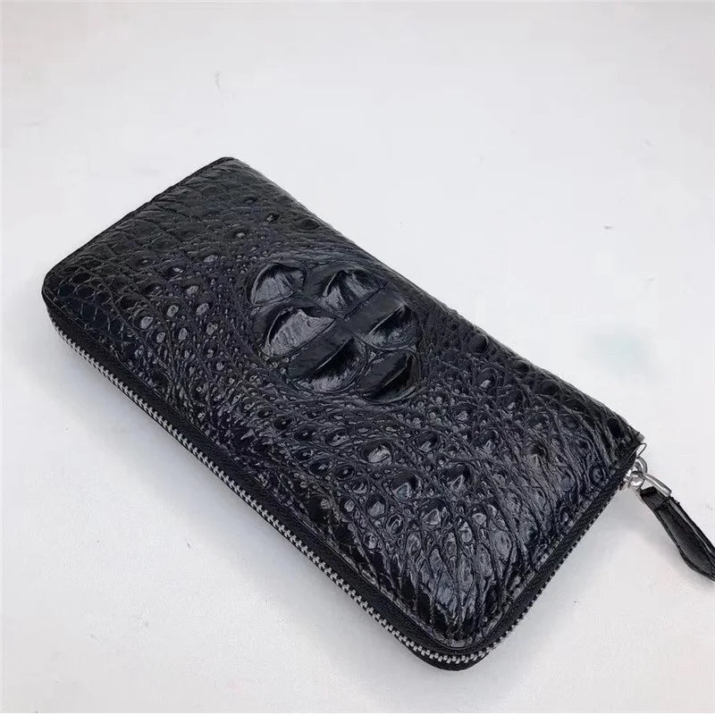 TREKHE | Core Crocodile Zipper Wallet – Langer Leder-Organizer fürs Business