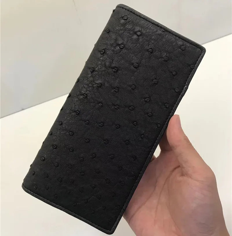 TREKHE | Elegante Geldbörse aus Straußenleder – Echte exotische lange Clutch für Herren