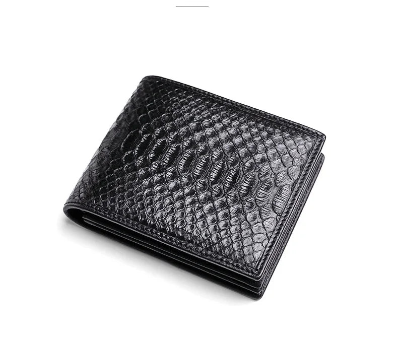TREKHE | Klassische Serpentine Bifold Geldbörse – Exotisches Muster, Echtes Leder