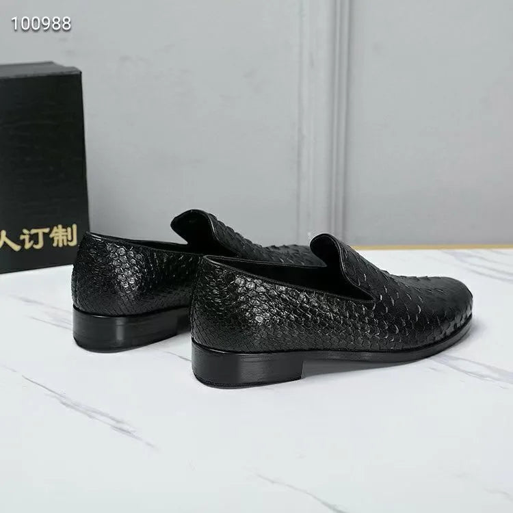 TREKHE | Schwarzer Loafer aus Schlangenleder – Echtes Leder, Goodyear-Handwerkskunst