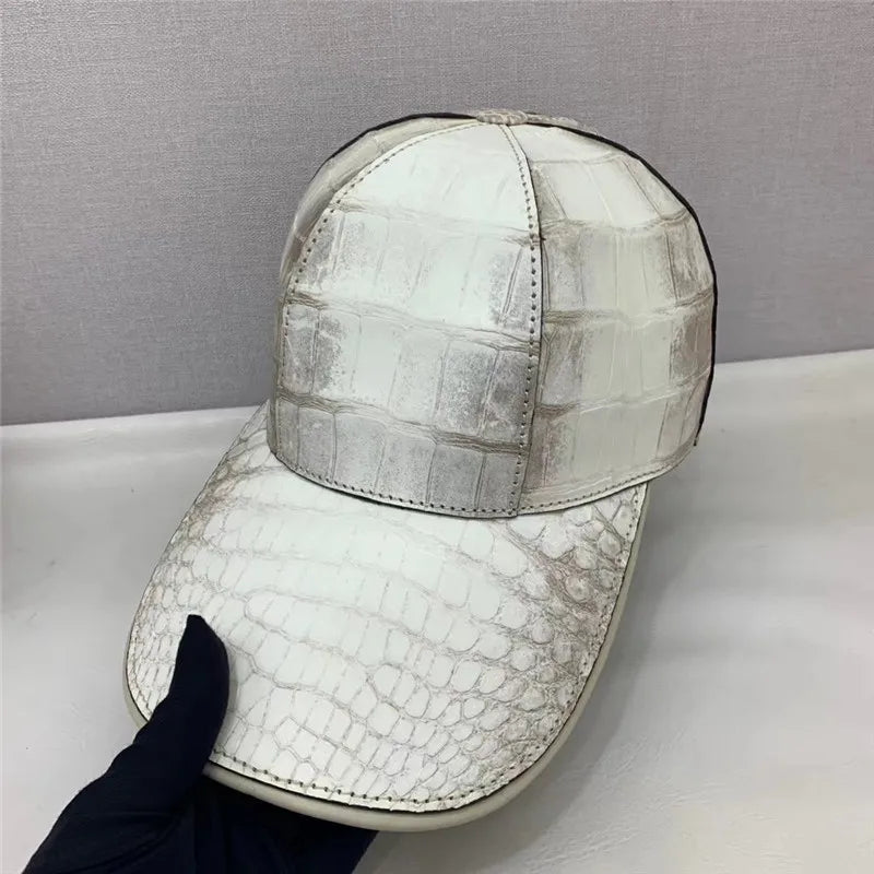 TREKHE | Imperial Crocodile Cap – Himalaya White Luxury Snapback