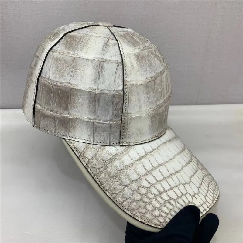 TREKHE | Imperial Crocodile Cap – Himalaya White Luxury Snapback