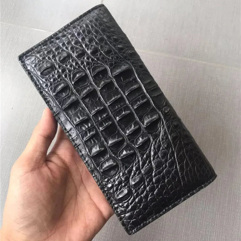 TREKHE | Sovereign Crocodile Long Wallet – Zweifach faltbare Clutch mit charakteristischer Textur
