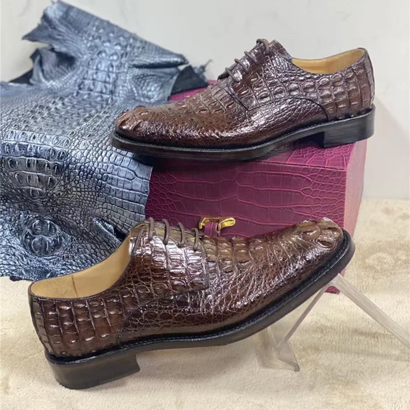TREKHE | Prestige Crocodile Classic – Handcrafted Lace-Up from Genuine Crocodile Leather