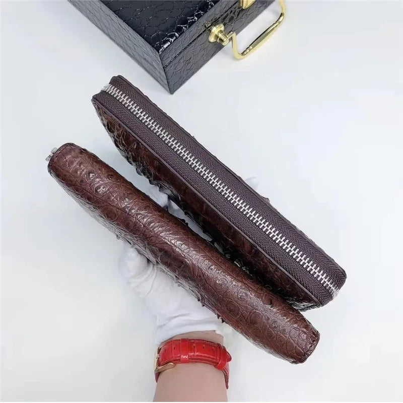 TREKHE | Core Crocodile Zipper Wallet – Langer Leder-Organizer fürs Business