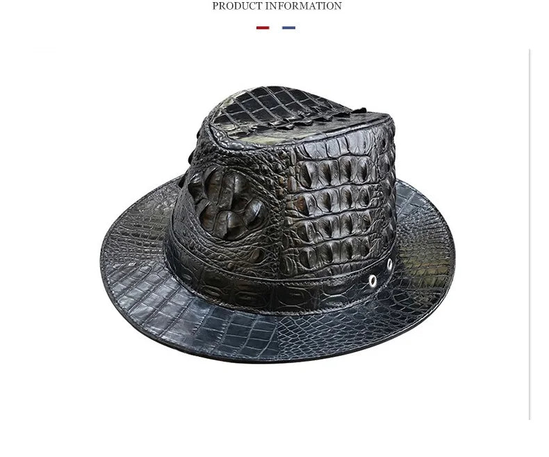 TREKHE | Royal Crocodile Fedora – Black Wide-Brim Luxury Hat