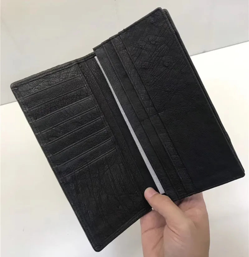 TREKHE | Elegante Geldbörse aus Straußenleder – Echte exotische lange Clutch für Herren
