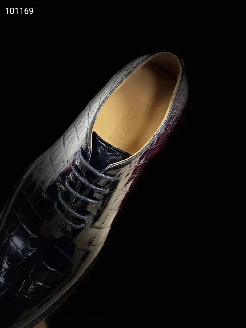 TREKHE | Prestige Square Oxford – 100% Handmade with Authentic Crocodile Belly Leather & Cowskin Sole