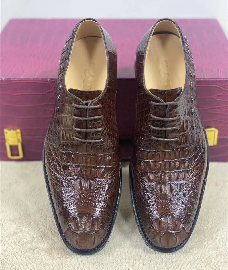 TREKHE | Prestige Crocodile Classic – Handcrafted Lace-Up from Genuine Crocodile Leather