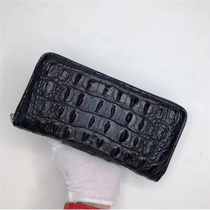 TREKHE | Core Crocodile Zipper Wallet – Langer Leder-Organizer fürs Business