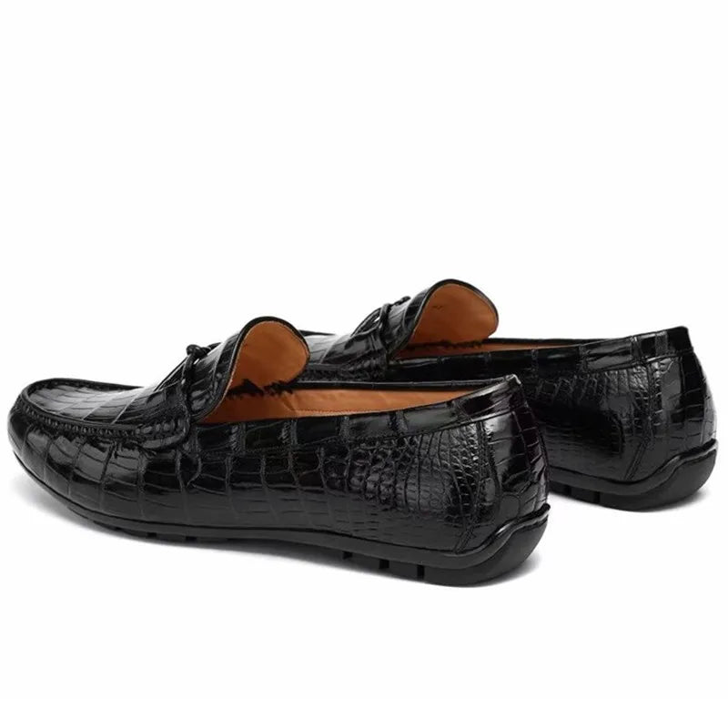 TREKHE | Klassische Loafer aus Krokodilleder – Echtes exotisches Leder, schwarze Slipper für Herren