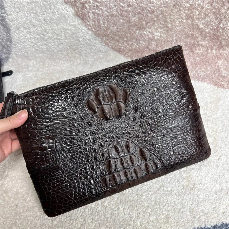 TREKHE | Heritage Crocodile Envelope Clutch – Klassische Leder-Handgelenktasche