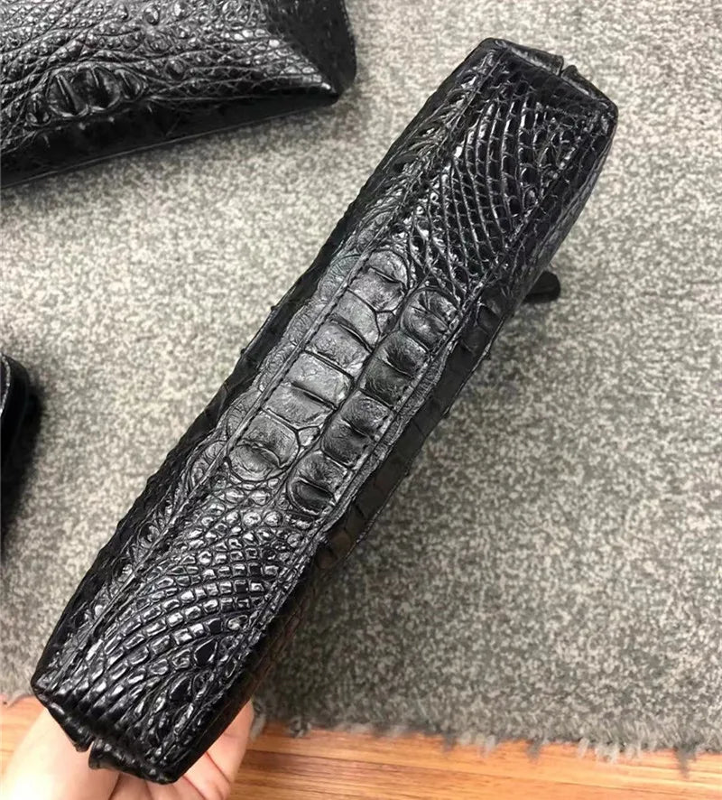 TREKHE | Executive Clutch aus Krokodilleder – 100 % echtes Alligatorleder, Business-Tasche mit Reißverschluss