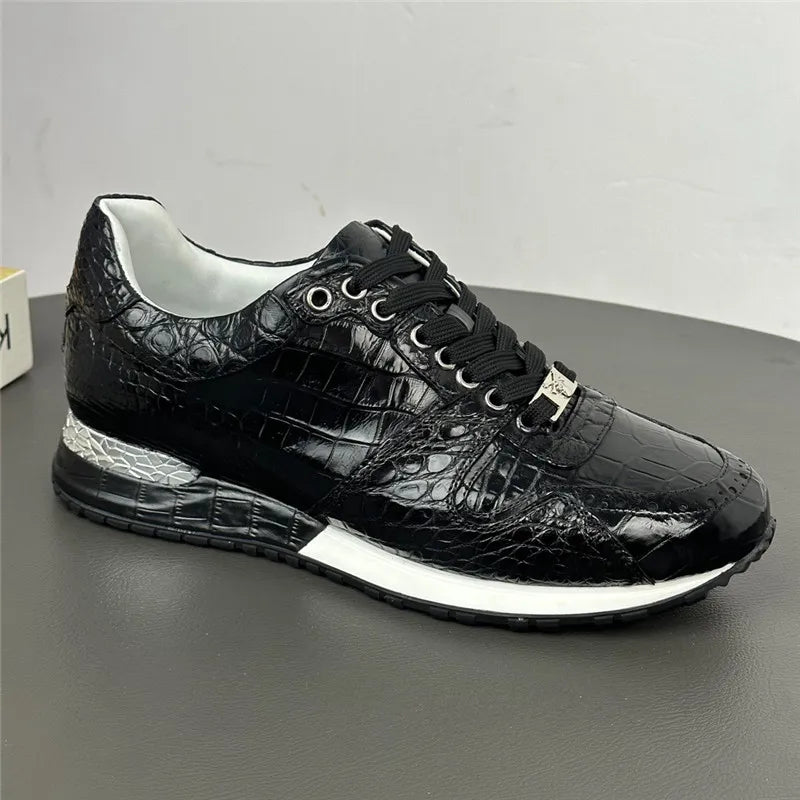 TREKHE | Crocodile Outdoor Schnürschuh – Alltagstaugliche Stärke aus exotischem Leder