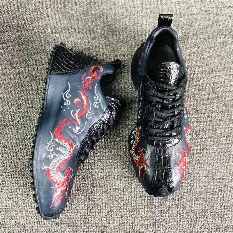 TREKHE | Imperial Dragon Sneakers – Schnürschuhe mit Krokodilstickerei
